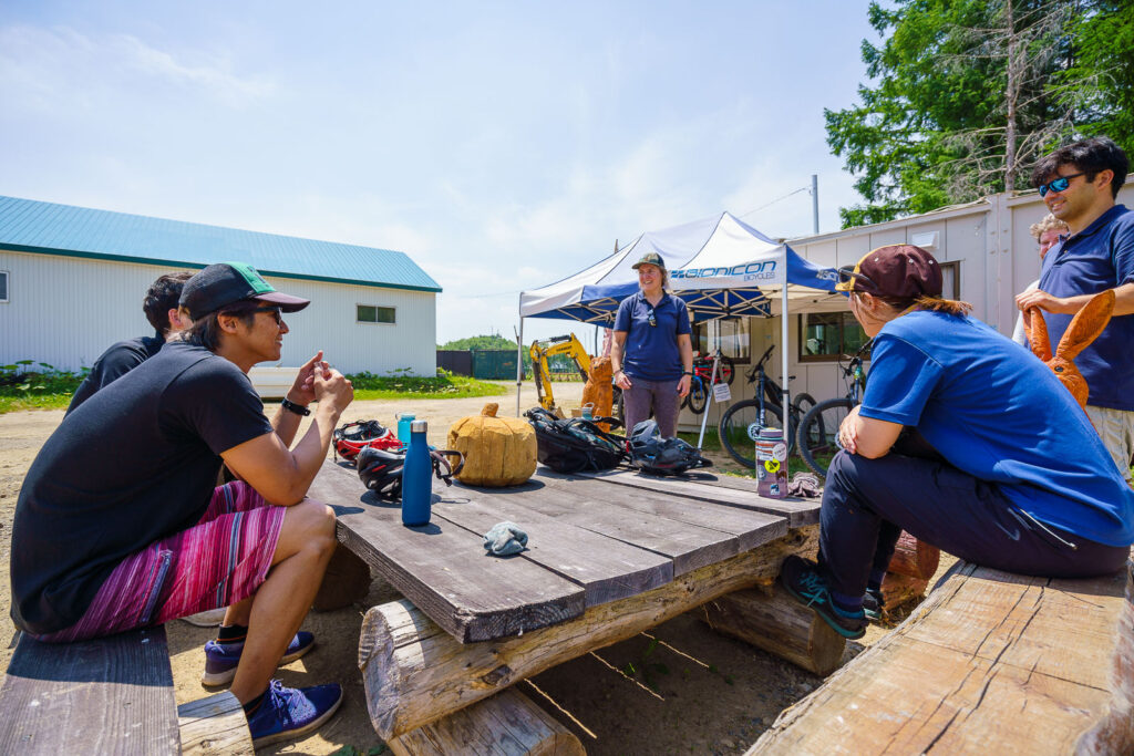 A group of mountain bikers at Niseko MTB.
